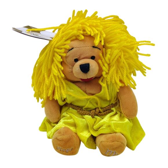 Virgo Winnie The Pooh 8” Mini Bean Bag Plush Disney Store Zodiac Astrology NWT - Picture 1 of 3